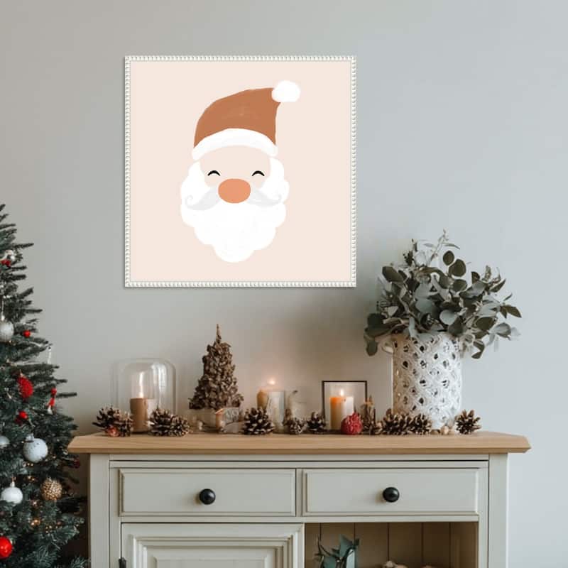 Santa by Orara Studio Framed Canvas Wall Art Print - Sylvie Beaded White