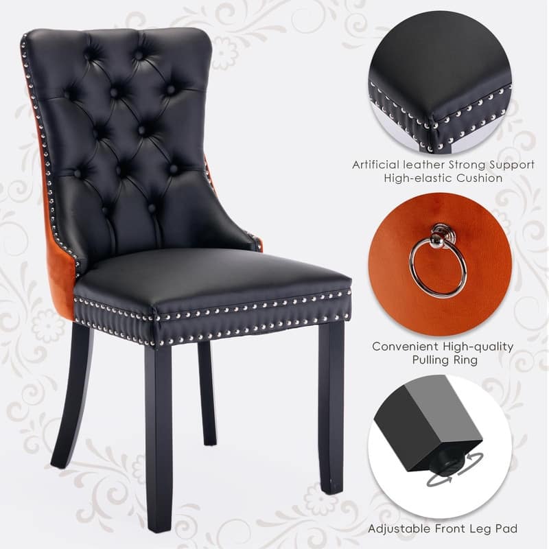 Tufted Naliheads Solid Wood Upholstered Dining Chairs (Set of 2)