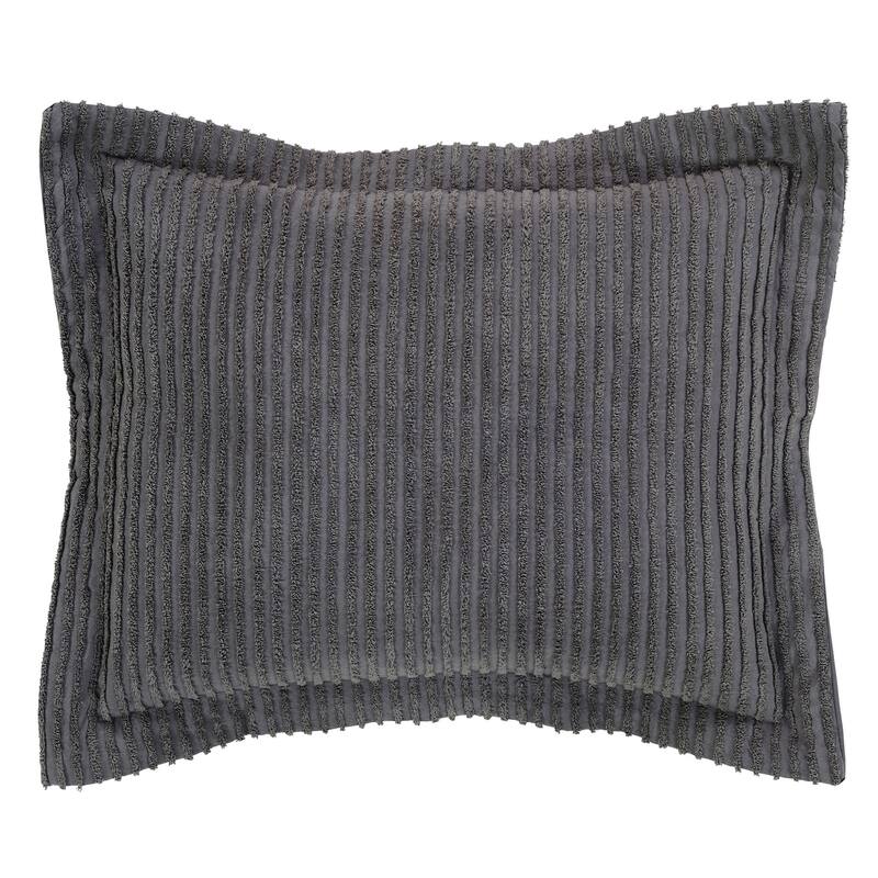 Better Trends Jullian Bold Stripes Design 100% Cotton Tufted Shams Machine Washable Tumble Dry - Gray - Standard Sham