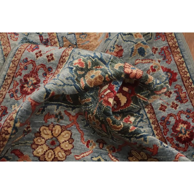 Hand Knotted Oriental 100% Wool Carpet Traditional All-Over Greys & Charcoal Ziegler Runner Rug - 11' 5'' X 2' 6''