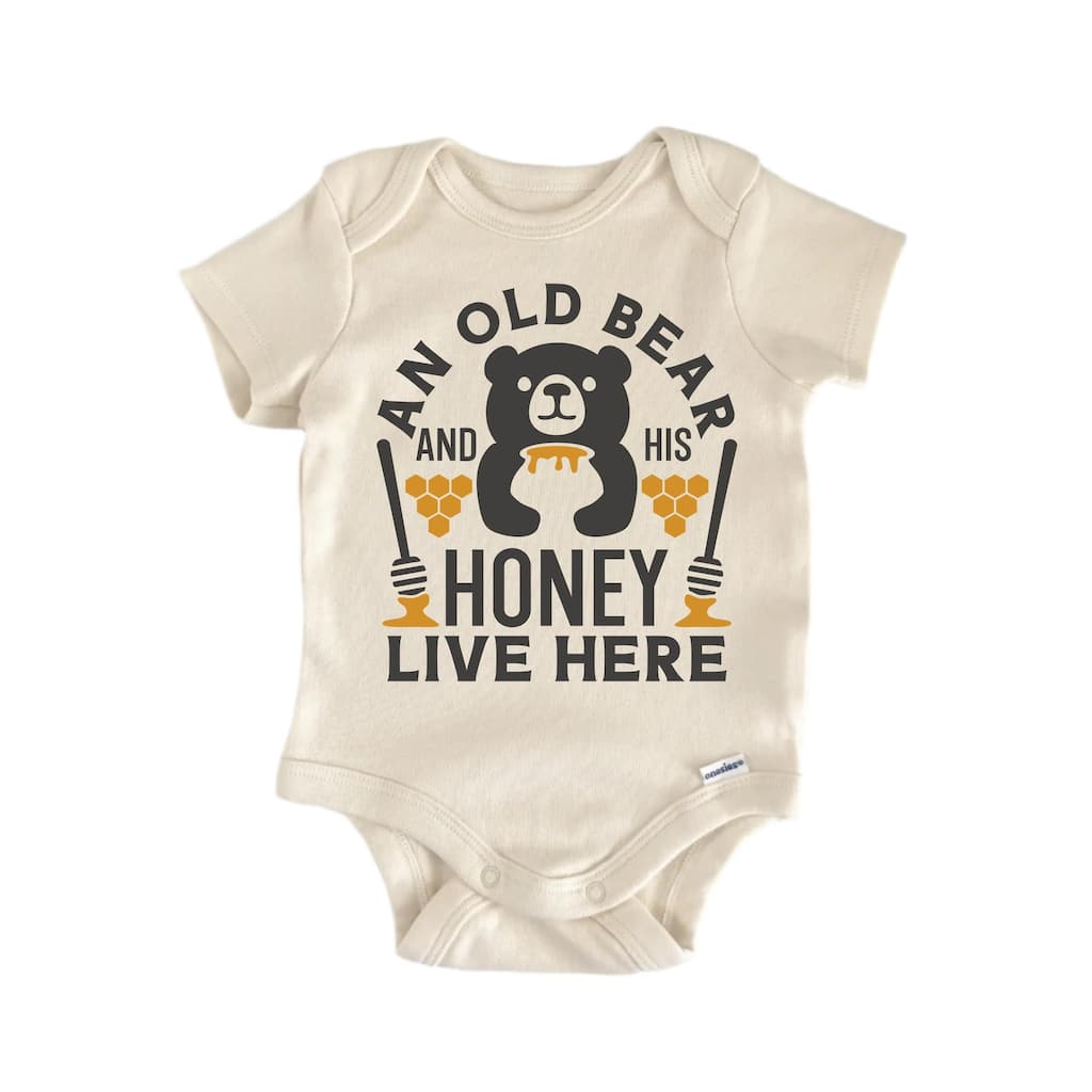 Old Bear Honey Bee - Baby Boy Girl Clothes Infant Bodysuit Funny Cute