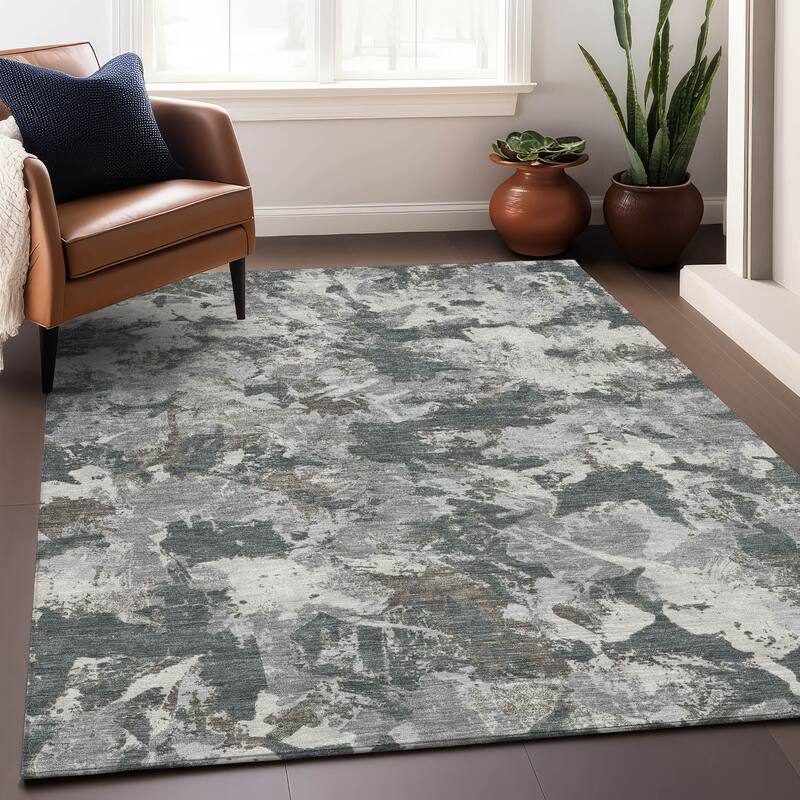 Machine Washable Indoor/ Outdoor Chantille Abstract Contemporary Rug
