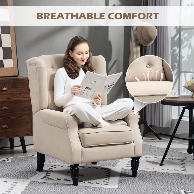 HOMCOM Copper Grove Guanta Tufted Wood Leg Accent Chair