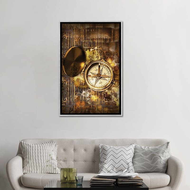 iCanvas "Compass Steampunk" by Durro Art Framed
