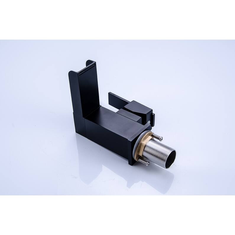 Square Waterfall Single Handle Bathroom Sink Faucet in Matte Black