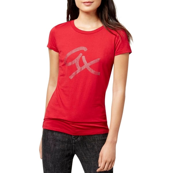 Shop Armani Exchange Womens Logo T Shirt Embellished Pullover S