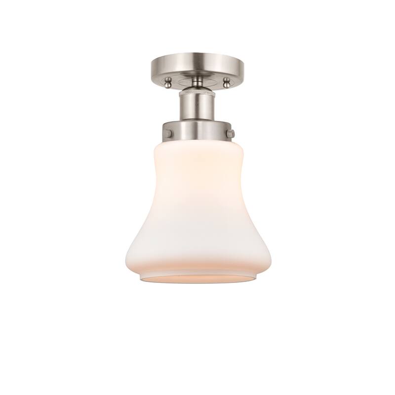 Innovations Lighting Bellmont - 1 Light 7" Semi-Flush Mount - Matte White/Brushed Satin Nickel