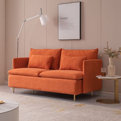 63.8"W Cotton Linen Loveseat Sofa Couch with Pillows