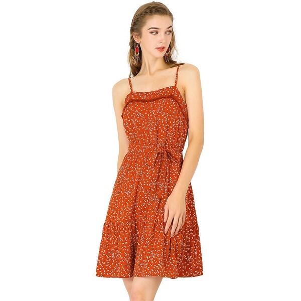 burnt orange spaghetti strap dress