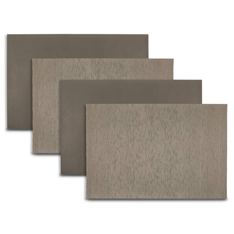 Dainty Home Ridges Premium Vegan Leather Reversible 2 Pattern Rectangular Placemat Set Of 4 - Taupe
