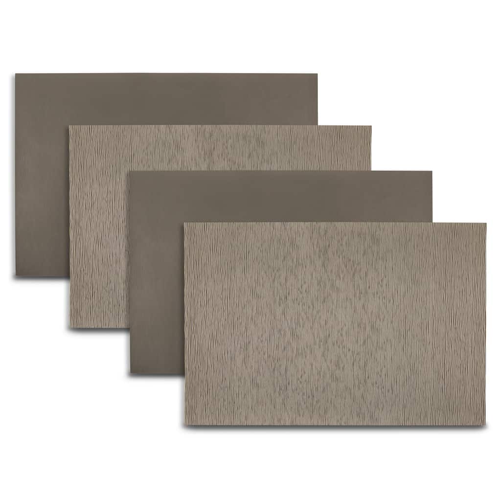 Dainty Home Ridges Premium Vegan Leather Reversible 2 Pattern Rectangular Placemat Set Of 4