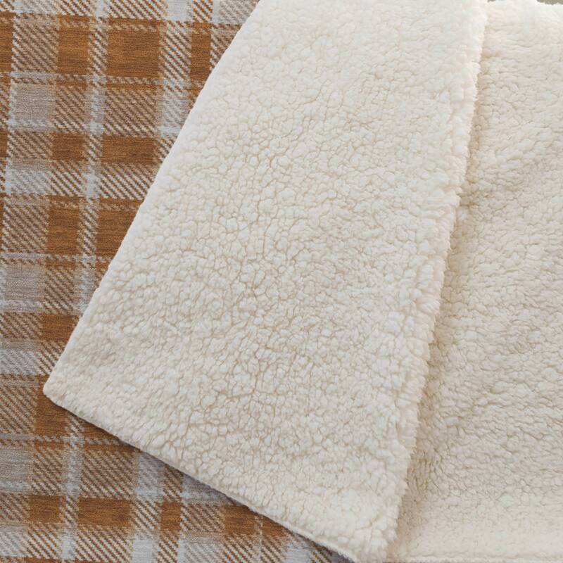 Premium Machine Washable Plaid Sherpa Throw Blanket