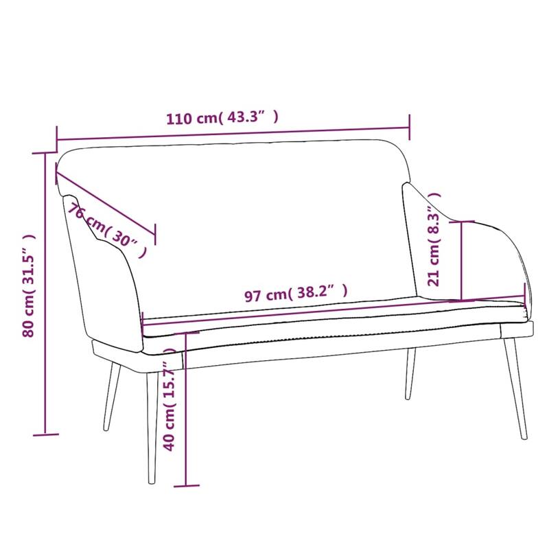 vidaXL Loveseat Upholstered Couch Bench with Armrests for Dining Room Velvet - 43.3" x 29.9" x 31.5"