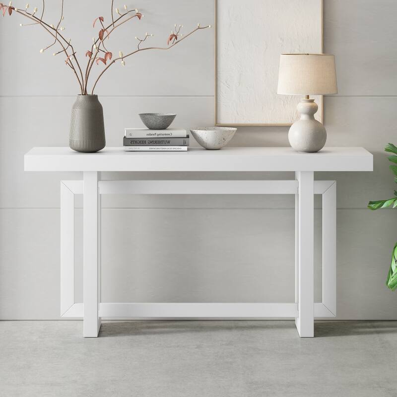 59.1 in. W Contemporary Console Table with Wood Top