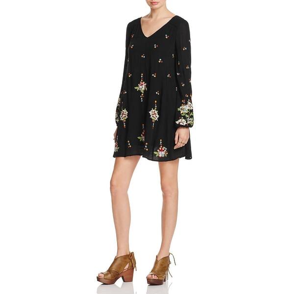 Shop Free People Womens Oxford Babydoll Dress Embroidered Open