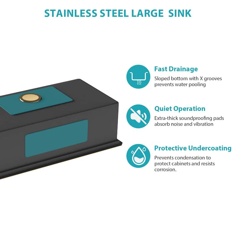 Undermount 16 Gauge Single Bowl Stainless Steel Kitchen Sink in Gold