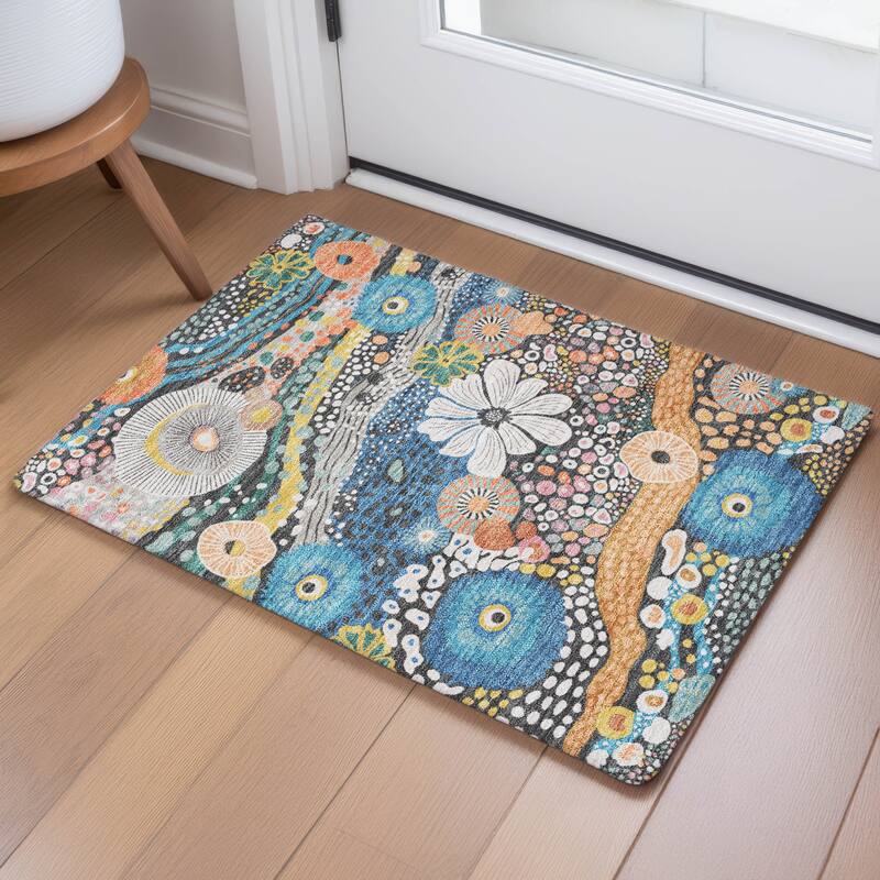 Machine Washable Indoor/ Outdoor Whimsy Floral Chantille Rug