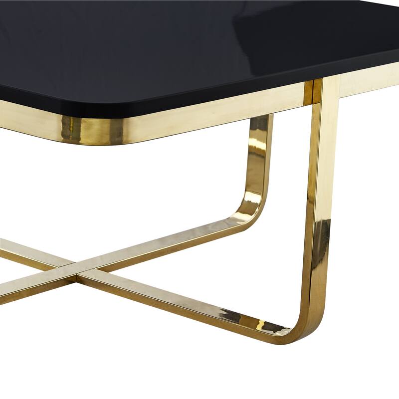 HomeRoots 35" Black And Gold Stainless Steel Square Coffee Table - 35.4