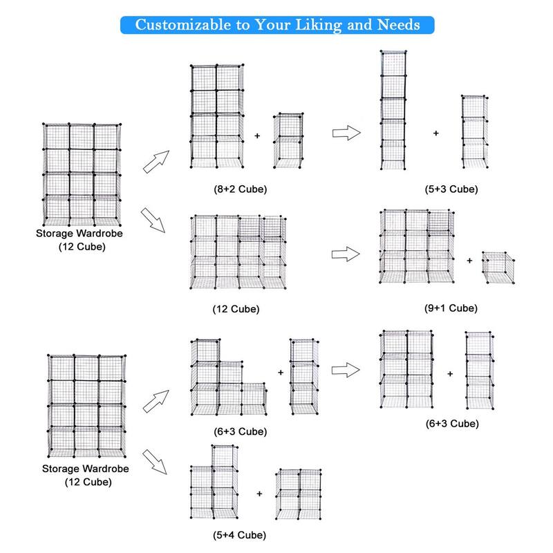 Gymax 8 Cube Grid Wire Organizer Wardrobe Shelves Bookcase DIY