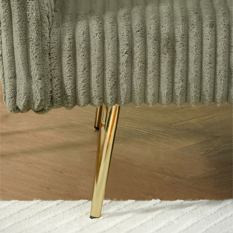 79" Corduroy Foldable Sofa Bed with 3-Position Armrests, High-Resilience Foam, and Metal Legs