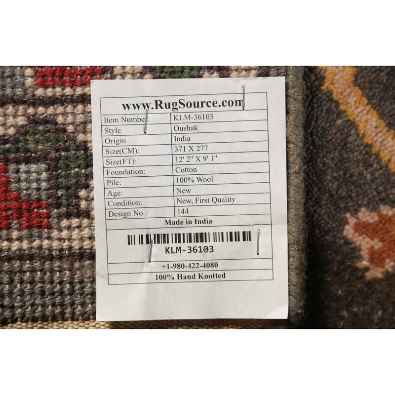 Floral Gray Oushak Oriental Area Rug Handmade Wool Carpet - 9'1" x 12'2"