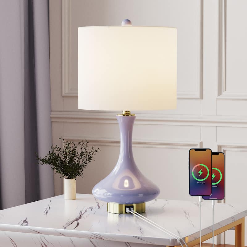 Maxax 23.5 Ceramic Bedside Elegant Table Lamp - Purple