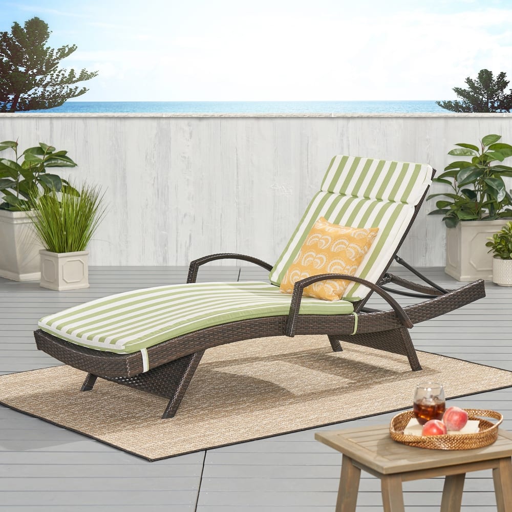 Toscana Outdoor Wicker Armed Cushioned Chaise Lounge by Christopher Knight Home