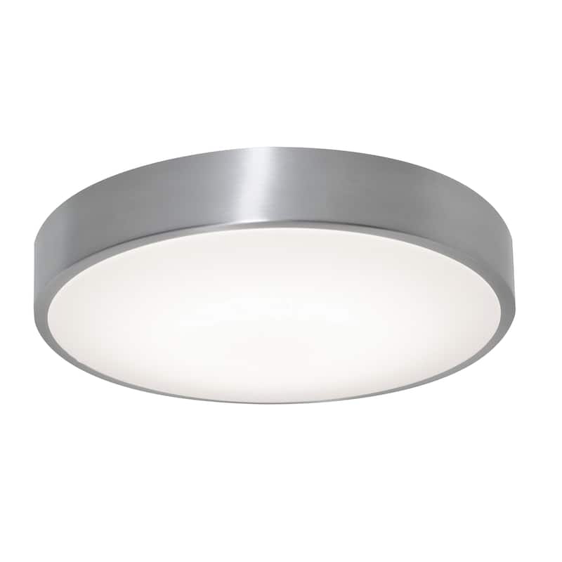 Octavia 12-inch Brushed Aluminum LED Flush Mount, White Acrylic Shade