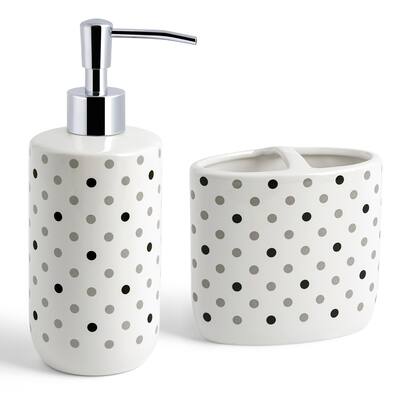 Dottie Black and Grey 2-Piece Bath Accessory Set - 2 pc set