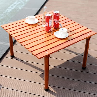 Wood Picnic Folding Roll Up Outdoor Portable Table with Carrying Bag