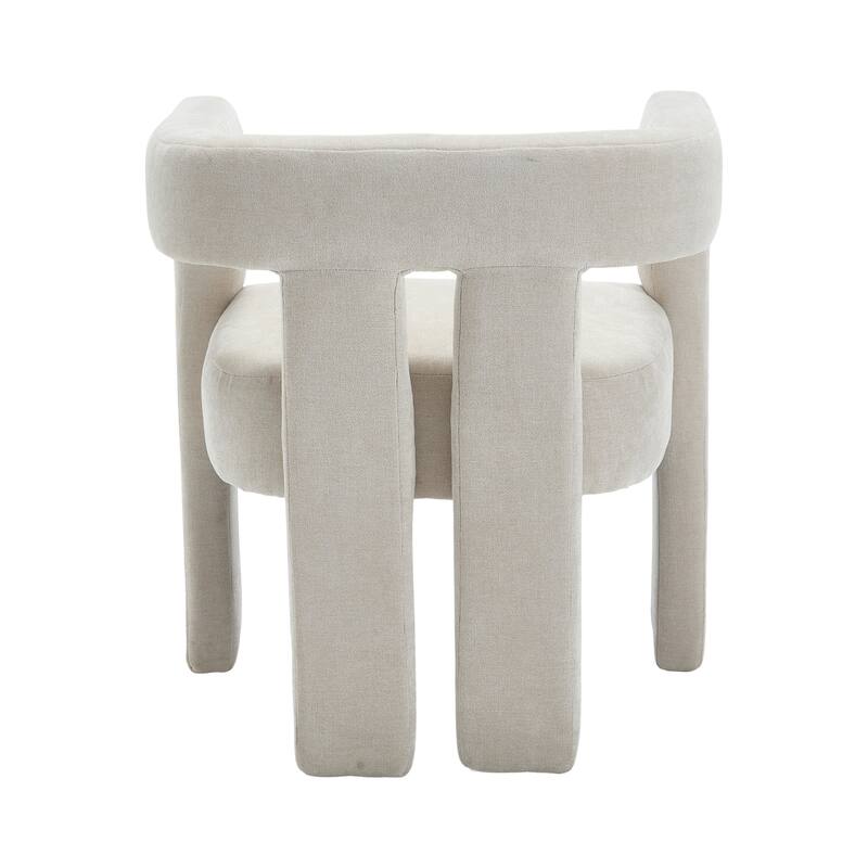 Chenille Barrel Chair Set of 2 with Wood Frame
