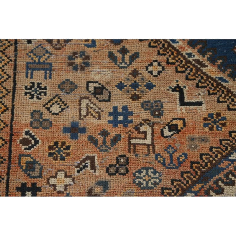 Tribal Animals Bakhtiari Persian Vintage Rug Hand-Knotted Wool Carpet - 5'5" x 9'11"