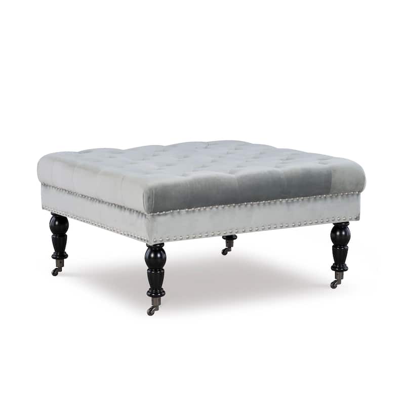 Upholstered Tufted Top Square Ottoman - 34.5" - Gray