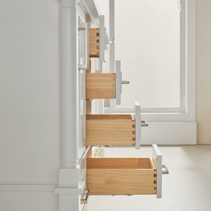 GDFStudio - Modern 60" Freestanding Bathroom Vanity with Dual Engineered Carrara Marble, Fully Assembled