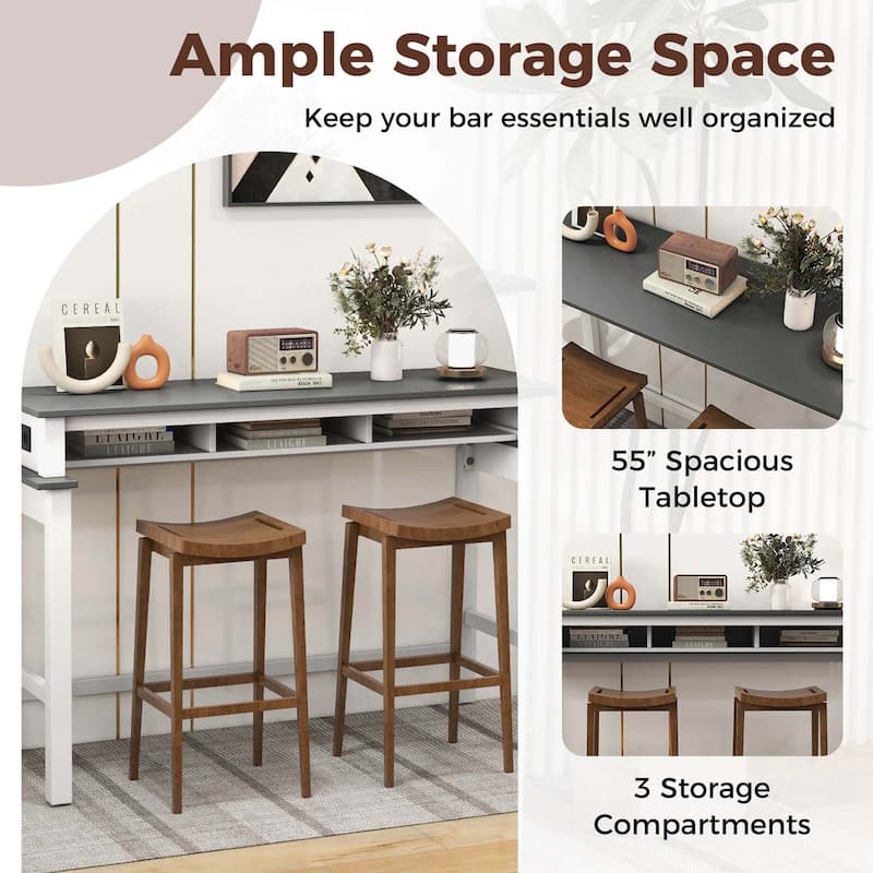 Costway Bar Table with Power Outlets Counter Height Table with Storage - See Details