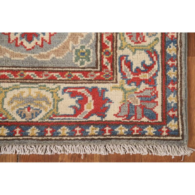 Grey Kazak Runner Rug Hand-Knotted Wool Carpet - 2'2" x 5'11"
