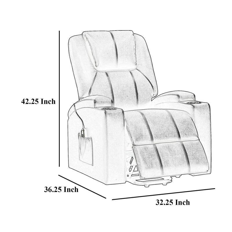 Stoy Power Lift Recliner Chair, Massage, 36 Inch Wine Red Faux Leather