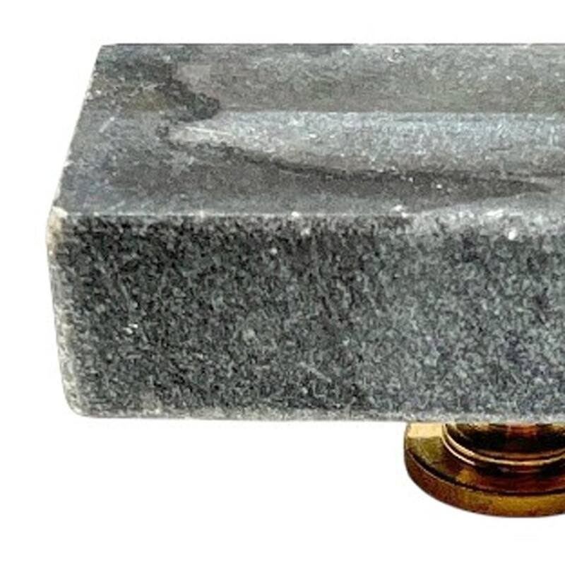 HomeRoots Set of Six Gray Stone Rectangular Drawer Pull Knobs - 1.00 in. x 0.50 in. x 2.00 in.