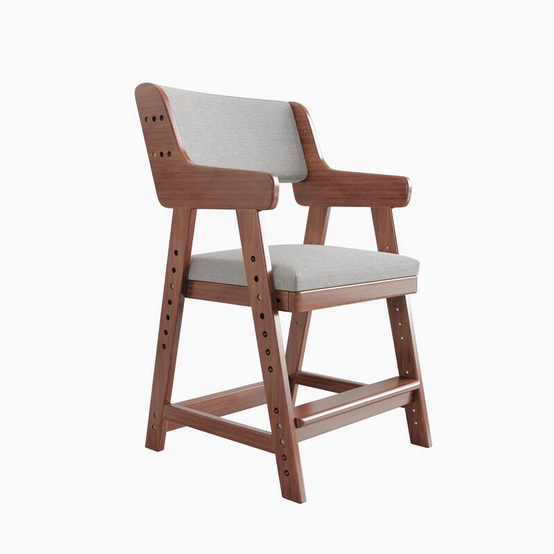 Kid's Chair, Lift Adjustable Backrest Chair, Children's Sitting Posture Correction Solid Wood Writing Study Chair - Brown