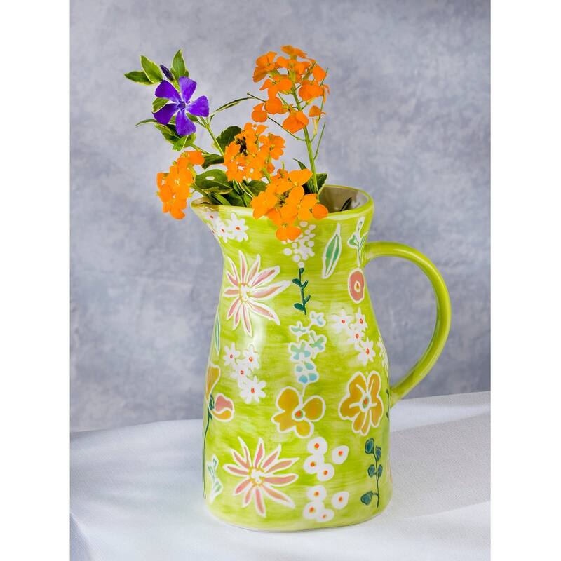 Euro Ceramica Primavera Handpainted Stoneware Pitcher - 50 oz