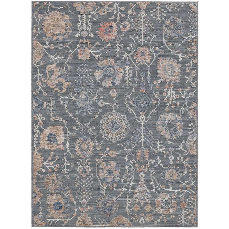 Sybil Transitional Oriental Style Rug, Charcoal/Biscuit Tan - 9' x 12'-7"