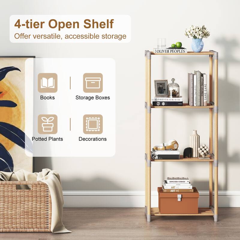 Gymax 4-Tier Bookshelf w/Open Shelves Freestanding Storage Organizer
