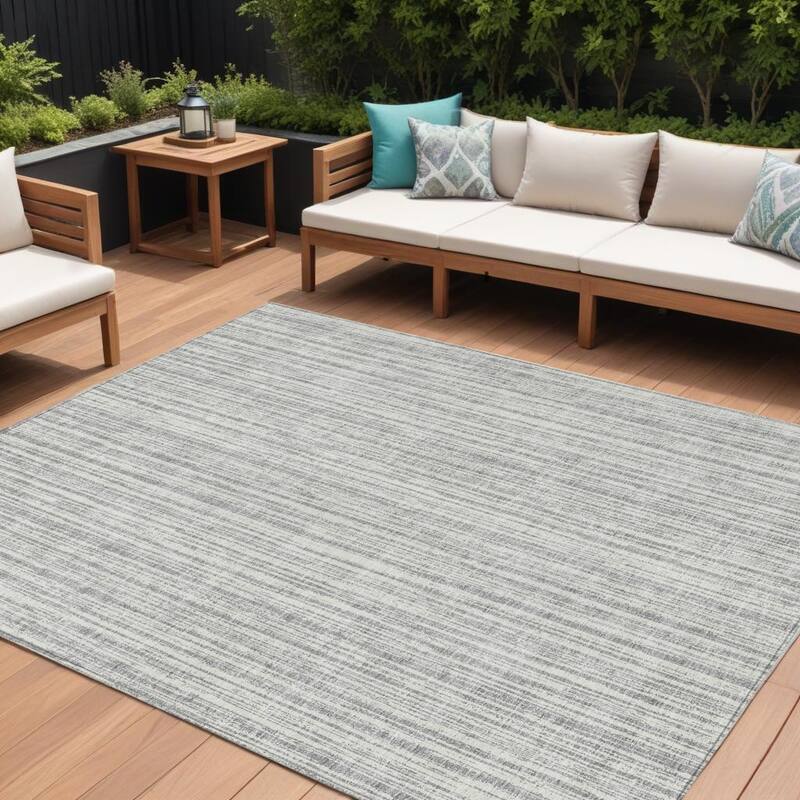 HomeRoots Striped Transitional Rectangle Outdoor Rug - 8' X 10'