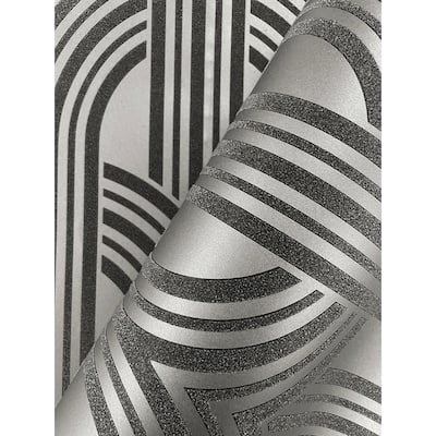 Seabrook Designs Diamond Stripe Glass Beaded Unpasted Wallpaper