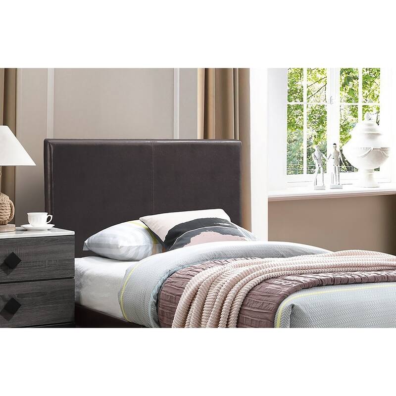Transitional Style 1pc Twin Size Bed Set Adjustable Headboard Brown Finish