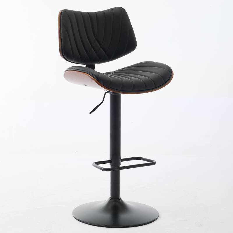 Swivel Bar Stools Set of 2, Counter Height Bar Stools with Back, Leather Upholstered Dining Chair with Footrest