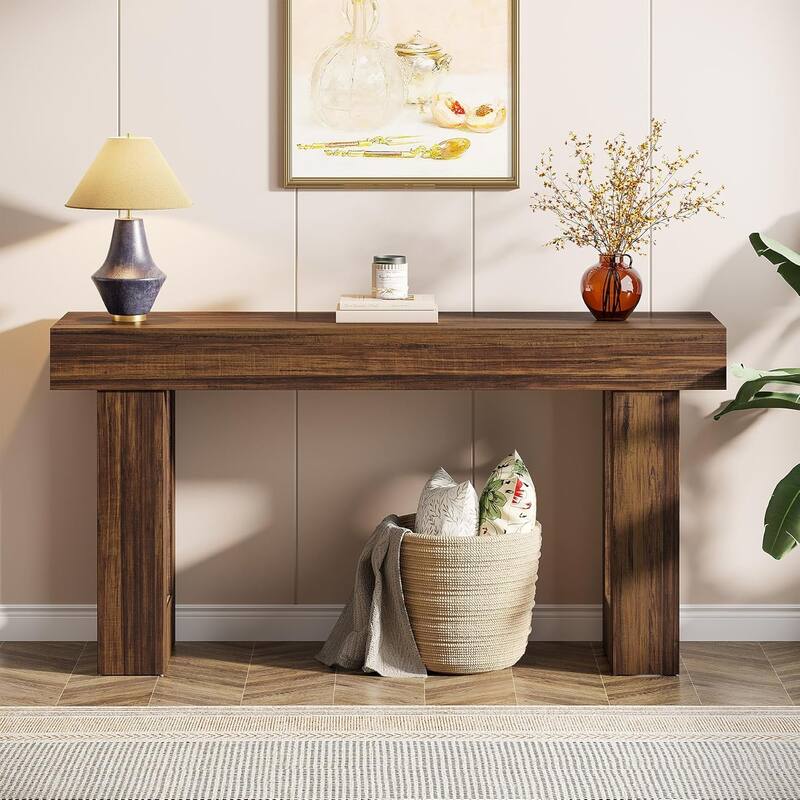 63" Wooden Console Table, Rectangular Sofa Table for Behind Couch, Entryway, HallwayLiving Room