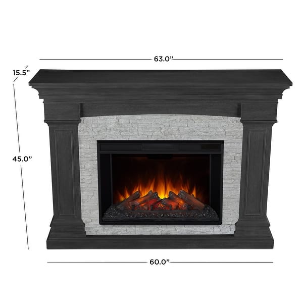 dimension image slide 4 of 5, Real Flame Deland Electric Grand Fireplace in White 63"
