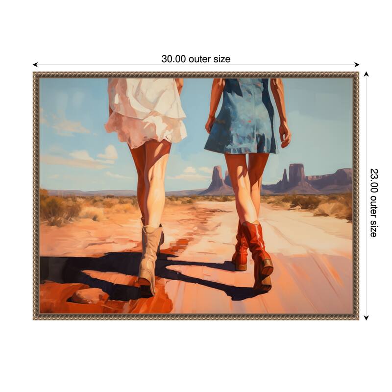 A Walk In the Desert by Andreas Magnusson Framed Canvas Wall Art Print - 30 x 23 in