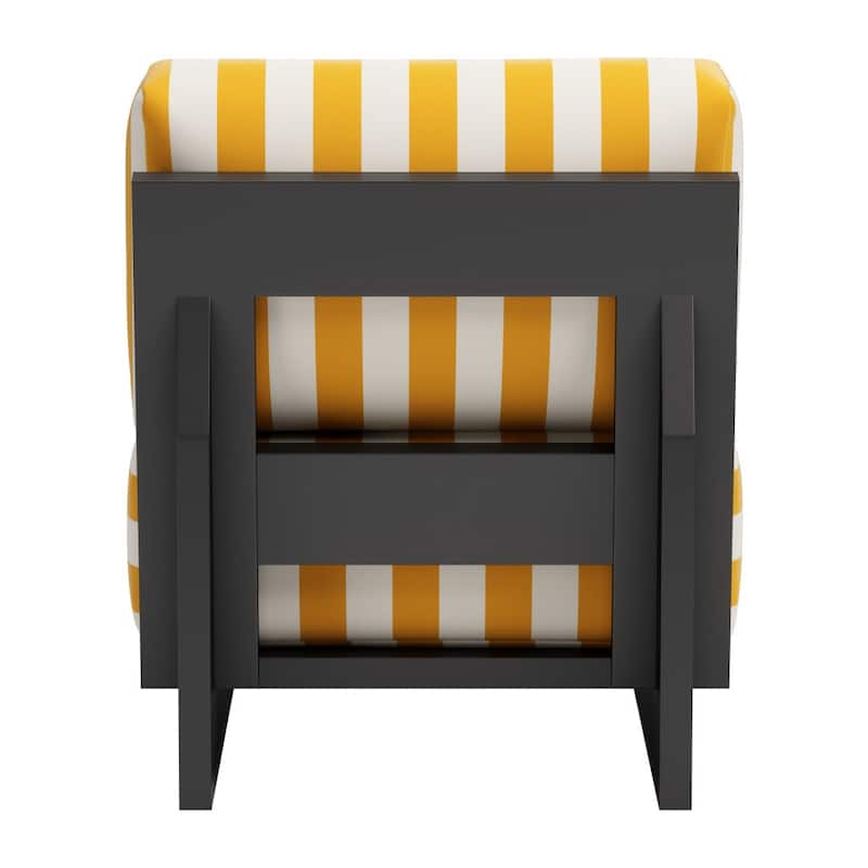HomeRoots 27" White And Yellow And Black Fabric Striped Side Chair - 27' X '31.5' X '32